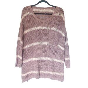Free People Brown & Cream Striped Sweater